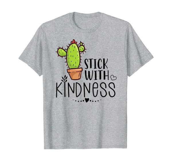 

stick with kindness cactus teacher back to school gifts t-shirt, White;black