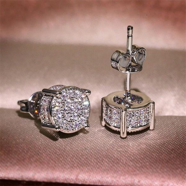 Choucong Hip Hop Ohrstecker Vintage-Schmuck 925 Sterling Silber Gelbgoldfüllung Pavé Weißer Saphir CZ Diamant Funkelnde Damen Herren Ohrringe Für Liebhaber AA