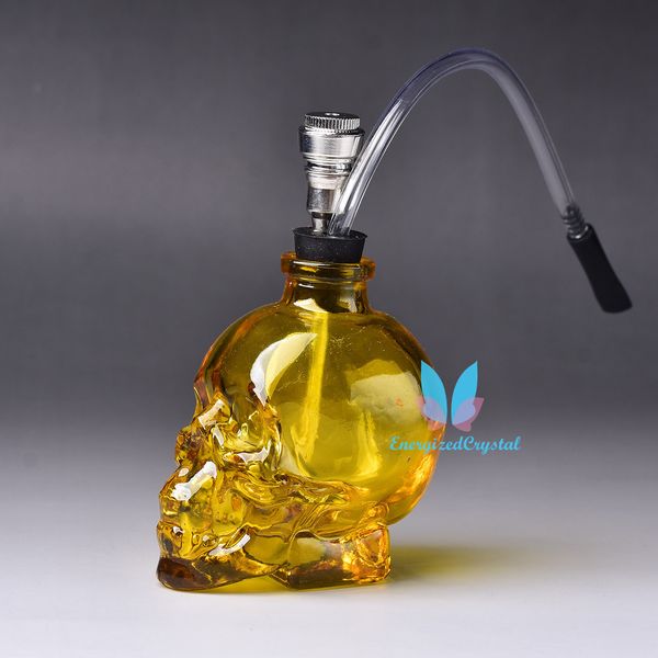 3,5 Zoll tragbare massive gelbe Schädel Wasserpfeife Glas Shisha Skelett Glasflasche Accessoires Männer Geschenk