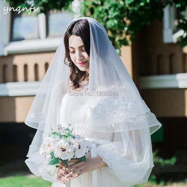 

bridal veils real boned edge with comb lace appliques voile de mariee velo simple short wedding veil blusher ynqnfs v60, Black