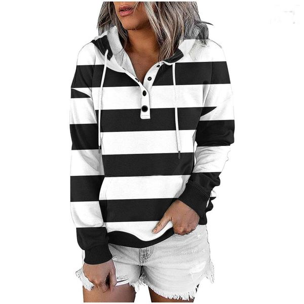 

women's hoodies & sweatshirts pullover long sleeve with pocket drawstring button down casual oversize, Black