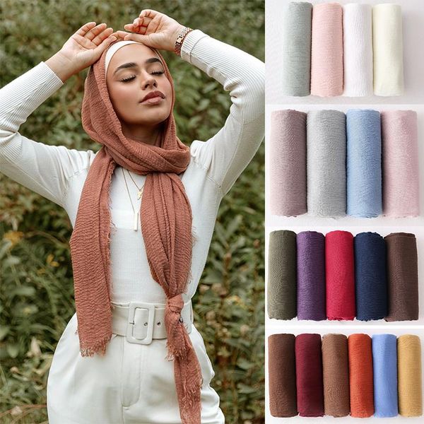 

scarves cotton muslim crinkle hijab scarf women headscarf wraps malaysia turban shawl islamic hijabs foulard femme 180cm*90cm, Blue;gray
