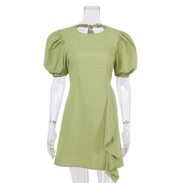 

party dresses summer women lantern sleeve cotton linen ruffles dress back hollow out tie up bow beach mini, White;black