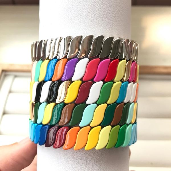 

beaded, strands rainbow summer tile tila stretch enamel bracelets for women friendship pulseiras fashion bohemian jewelry gifts girl qc2713, Black
