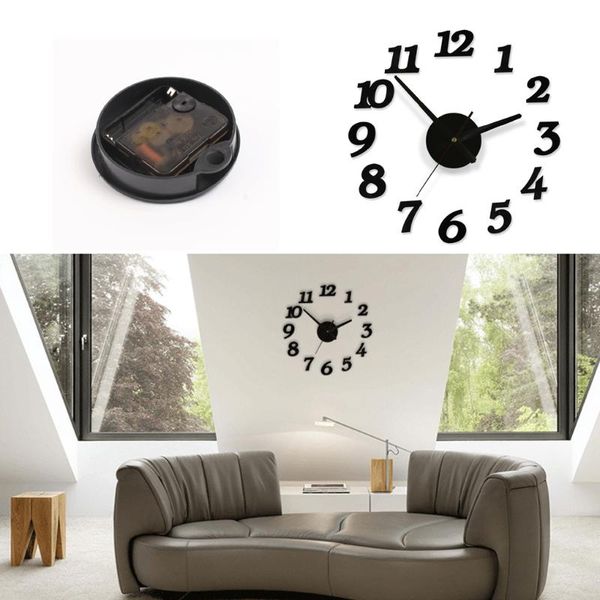

large wall clock sticker acrylic silent digital big diy self adhesive modern design room home office decor clocks
