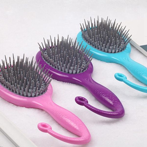 

massage detangle hairbrush men women wet comb professional hair brush scalp for salon hairdressing tools brushes, Silver
