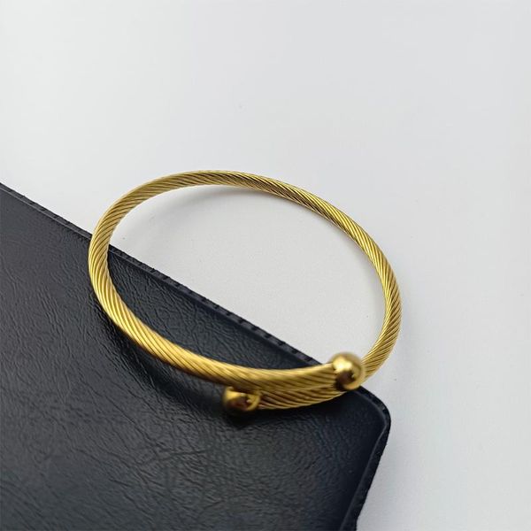 

bangle fashion 2021 trend bracelet for women gold color simple bracelets on hand bouncy stainless steel jewelry mather baby gift, Black