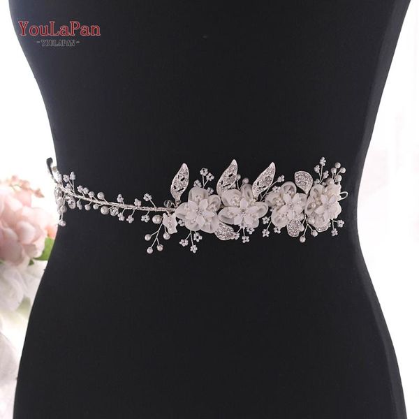 

wedding sashes ueen sh274 banquet dress belt floral crystal sash skinny sliver diamond with rhinestones bridal, White