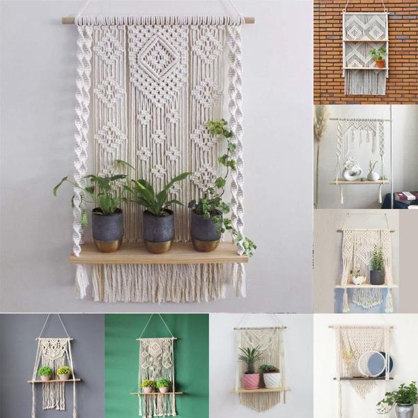 

tapestries bohemian chic macrame wall hanging tapestry mandala boho decor woven knitted home decoration cotton rope tassel