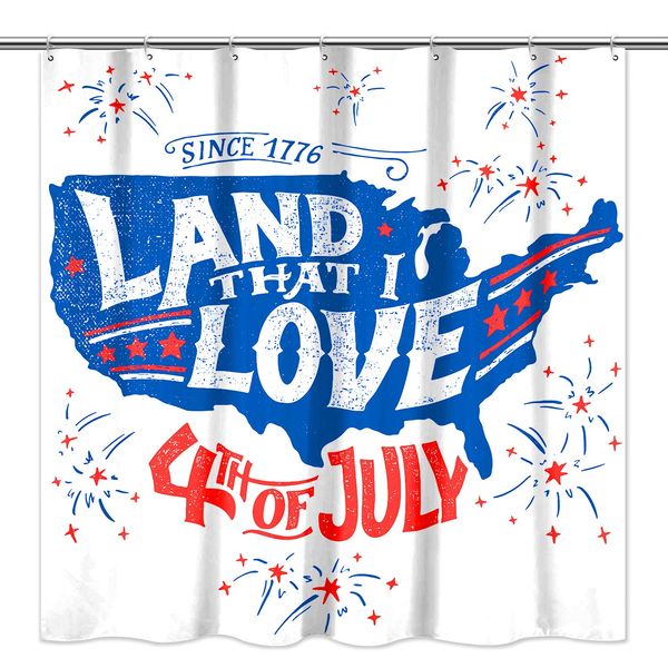

4th of july shower curtain - american map independence memorial day waterproof polyester fabric bathub shower curtain with 12