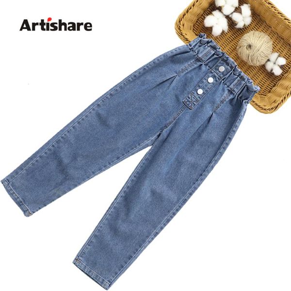 

girls jeans ruffles kids for high waist children casual style children's clothing spring autumn, Blue