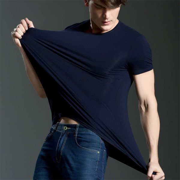 

men's t-shirts super elastic short sleeve solid color sports leisure slim fit t-shirt v-neck black qrha, White;black