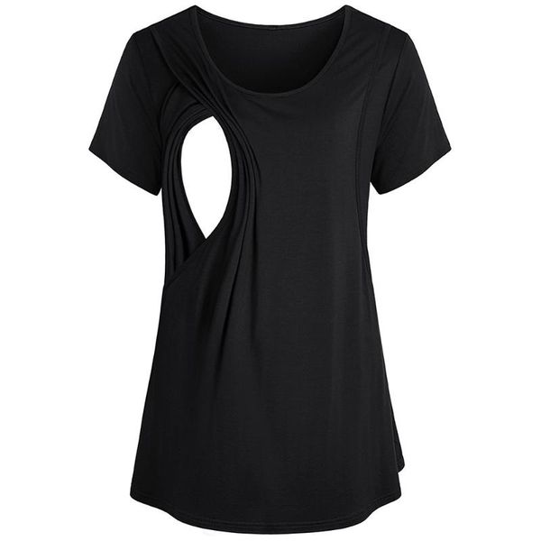 

maternity & tees nursing short sleeve summer pregnancy t shirt solid color pregnant, White