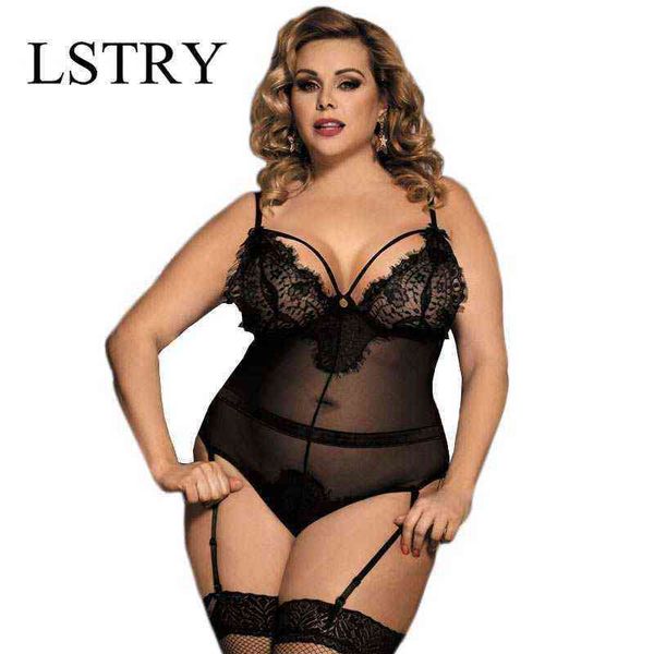 

nxy lingerie black see through larg size women nightwear hollow out backless lace erotica set nightwear1217, Red;black