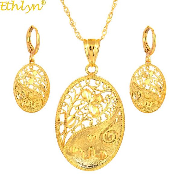 

earrings & necklace ethlyn fashion gold color jewelry sets for women/girl pendant /earrings nigerian african party arab item gifts s301, Silver