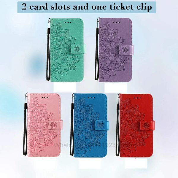 Отпечаток Хна Цветочный кожаный кошелек для бумажника для iPhone 13 Mini 12 11 Pro Max XR XS 8 7 6 Tellised Credit Credit Card Plot Plot Magnet