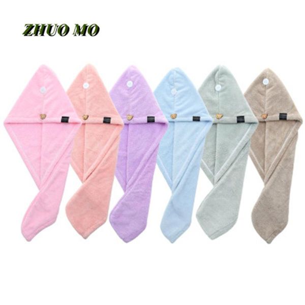 

towel 3pcs soft hair bathroom women shower cap microfiber rapid turban dry pink purple bath for adults travel