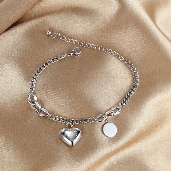 

2021 bracelet for girls fashion chain love lock charm bracelets couple cuff high end mens designer jewelry titanium steel heart sh, Black