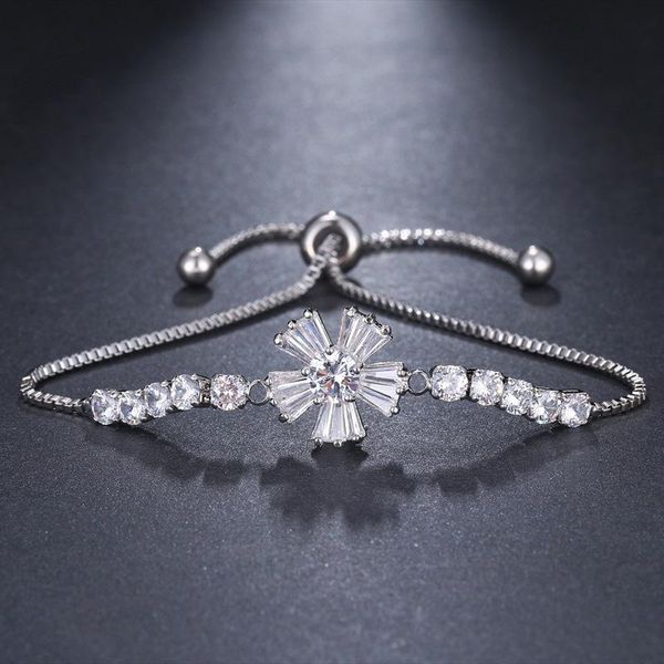 

charm bracelets orztoon vintage silver rose gold for women unusual luxury zircon flower bracelet trendy female jewelry party gift 2021, Golden;silver