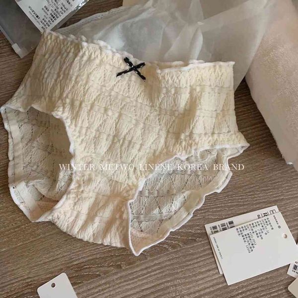 

two cream cloud bubble cotton crotch middle waist comfortable antibacterial breathable girl triangle underwear, Black;pink