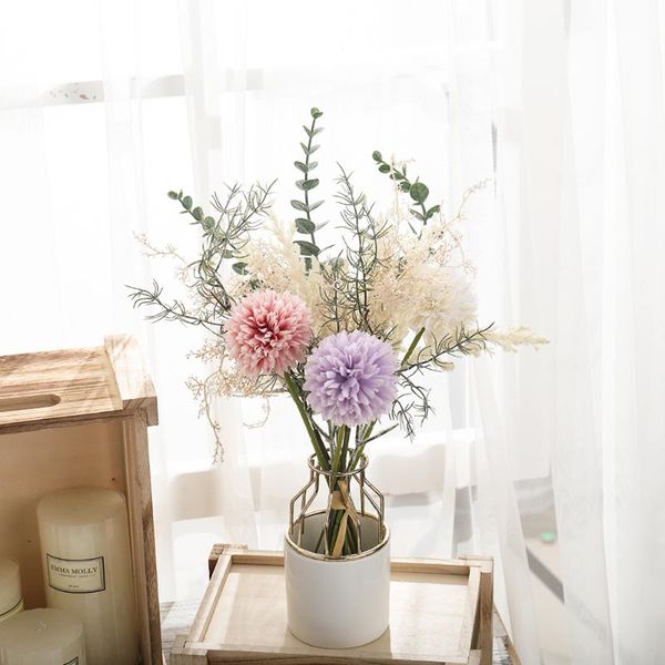 

decorative flowers & wreaths white artificial dandelion big bouquet autum silk plastic fake flower for home wedding decoration living room a