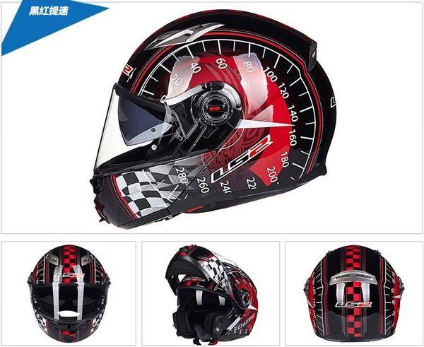 

motorcycle helmets original ls2 strobe flip up helmet ff370 modular dual lens visor capacete cascos moto casque dot approved