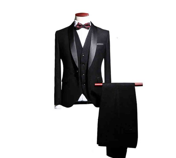 

men's suits & blazers arrival shawl lapel groom tuxedos wedding man blazer 3 pieces (jacket+pants+vest+tie) men prom party dress suit c, White;black