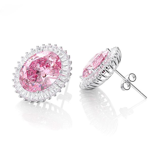 

100% 925 sterling silver sapphire simulated moissanite gemstone stud women earrings whole fine jewelry, Golden;silver