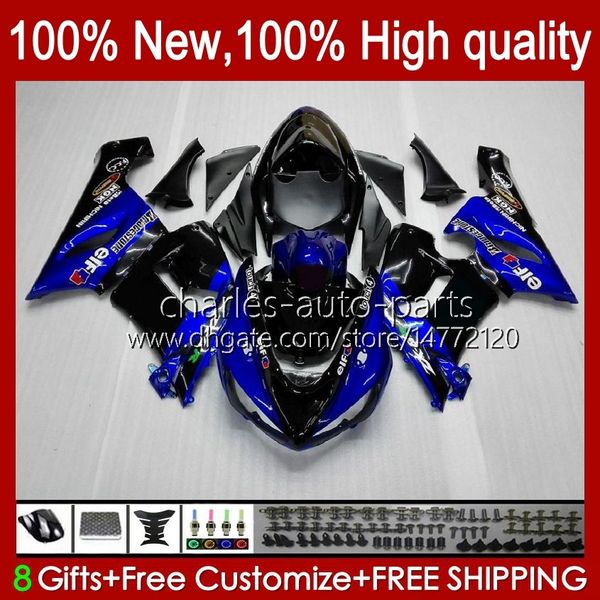 Moto-Körper für Kawasaki Ninja OEM ZX600C ZX636 ZX 6R 6 R 600cc 05-06 BODYWORKS 7NO.4 ZX600 ZX 636 ZX-6R 2005 2006 ZX-600 ZX-636 600 CC ZX6R 05 06 ABS FAIRING KIT Blue Black Stock