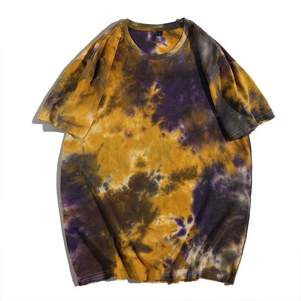 

men's t-shirts 2021 summer fashion streetwear t shirt tie-dye print high street oversized t-shirt men graphic tees cotton tshirts, White;black