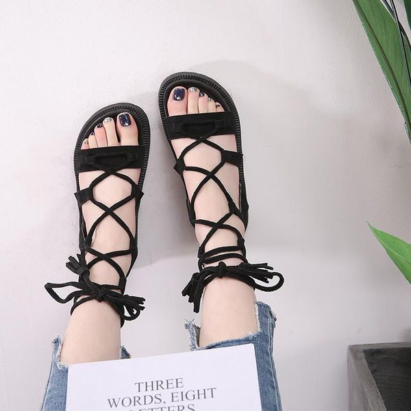 

wild flat bottom ankle strap comfort fashion roman women shoes gladiator sandal sandals, Black