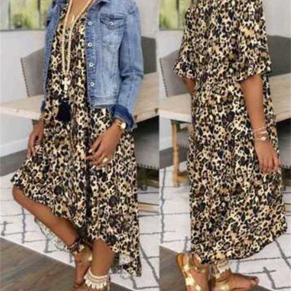 

women's dresses summer casual leopard print short sve drs, Black;gray