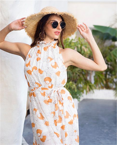

female floral halter womens summer sleeveless a line casual ladies dresses polka dot loose, Black;gray