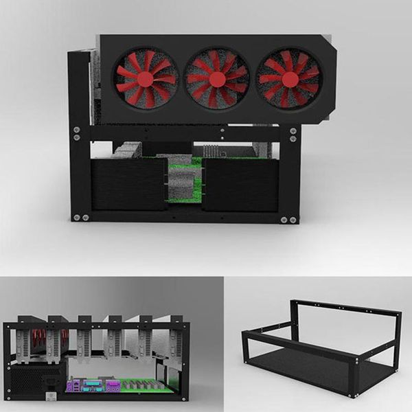 

steel open air miner mining frame rig case up to 6 gpu for crypto coin currency stand durable convenient computer nd988 fans & coolings