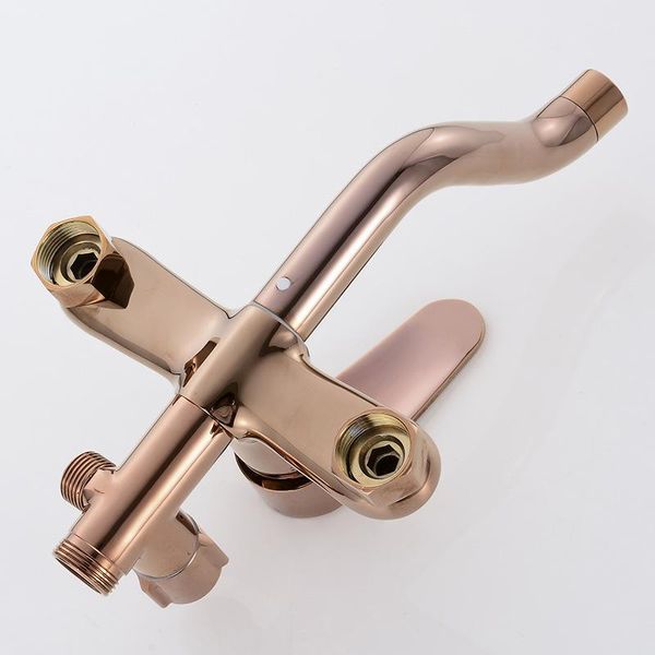 

high-end bathroom shower mixer faucet rose gold with 8" brass head & ceramic hand sets