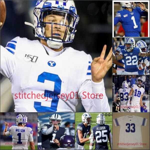 

byu brigham young cougars jersey 25 tyler allgeier 53 isaiah kaufusi 18 gunner romney football stitched 93 bracken el-bakri 16 sione takitak, Black