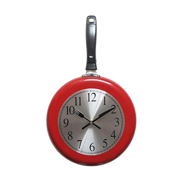 

wall clocks 10 inch frying pan design hanging clock kitchen metal clock,themed unique watch,for home room decoration