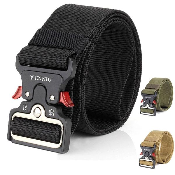 

belts military 2021 nylon men's and women's tactical belt luxury combat survival multifunctional marine corps wide, Black;brown
