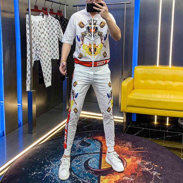 

hoodies two-man trend spring and you'll see digital angel pants short suit, Black