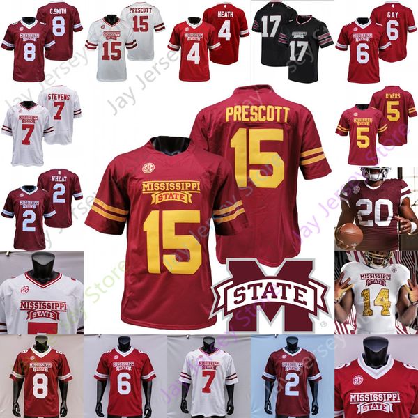 

mississippi state bulldogs msu football jersey ncaa college dak prescott will rogers jo'quavious marks rara thomas caleb ducking johnso, Black;red