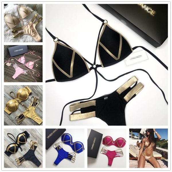 

women's swimwear 2021 gilded black bikini swimsuit, White;black