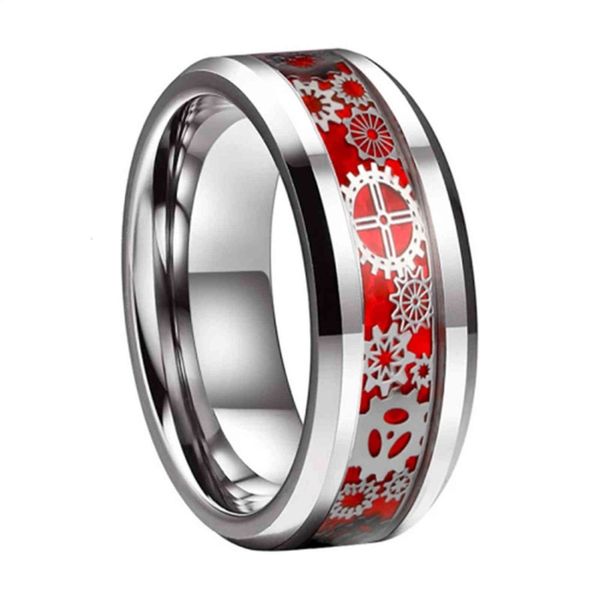 

Ring Tungsten Steel Silver Inlaid Gear Fashion Men's