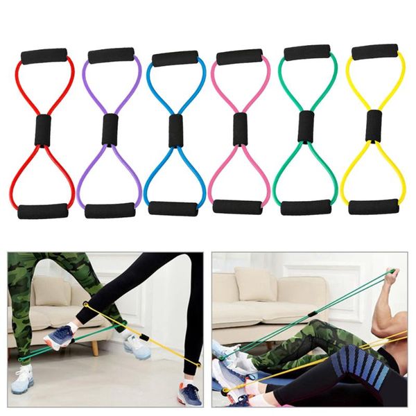 

resistance bands 8 word yoga band fitness exercise elastic pull rope chest expander muscle training tube rubber gym equipment