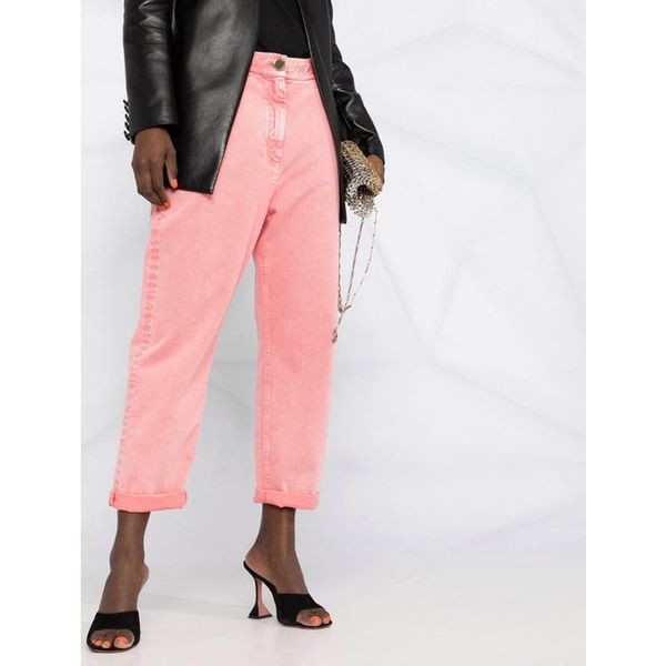 

1.7 spring fashion waist cotton washed straight jeans women women's, Blue