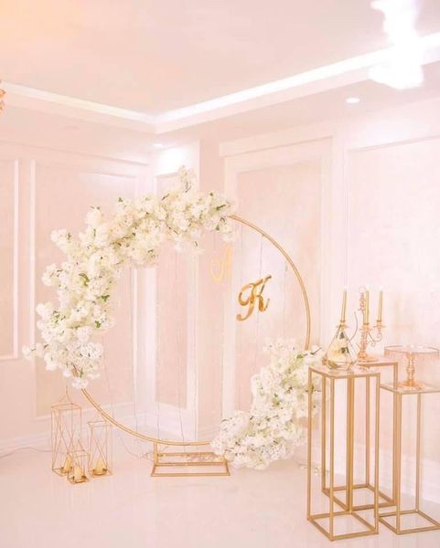 

party decoration metal frame arch backdrops wedding fabric flower decorating circle ring rack outdoor lawn table plinth garland holder ballo