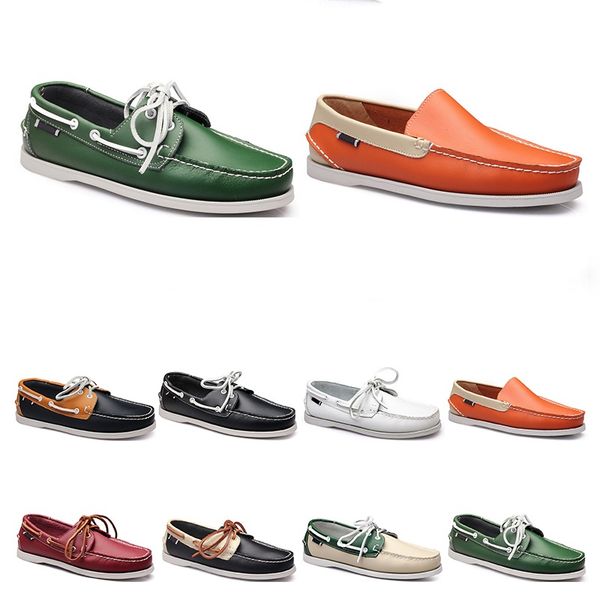 

womens sneakers sailing shoe mens casual leather shoes black white green orange brown outdoor trainers size 38-45 131