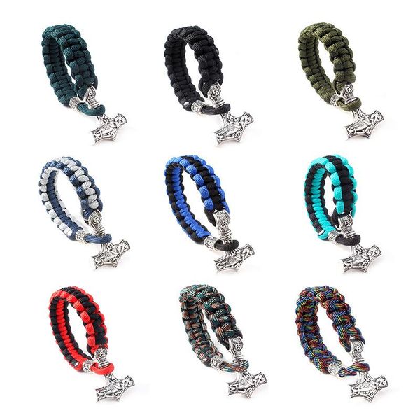 

charm bracelets 2021 fashion jewelry hammer bracelet for men viking rope chain armband bangles accessories mujer, Golden;silver