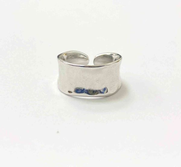 

personality attapulgite face irregular brass plated real gold opening adjustable ring index finger ring girl, Golden;silver