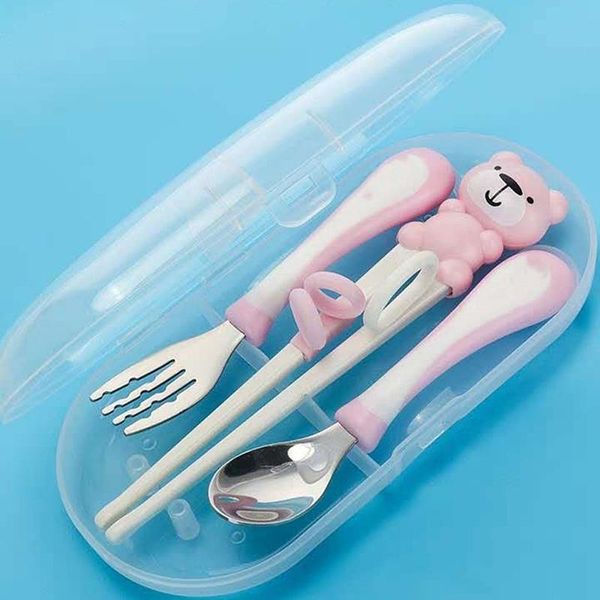 

cups, dishes & utensils baby gadgets tableware set children utensil stainless steel toddler dinnerware cutlery feeding spoon fork chops
