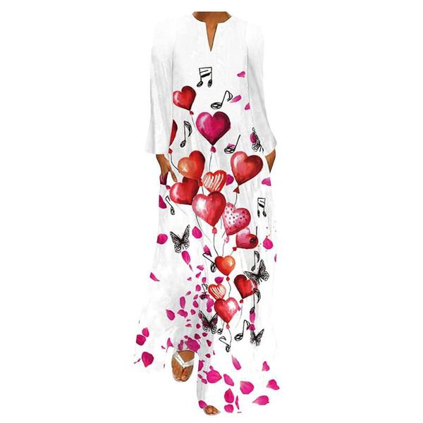

casual dresses long for women maxi party loose v-neck bohemian printed sleeve autumn dress boho vintage wedding, Black;gray